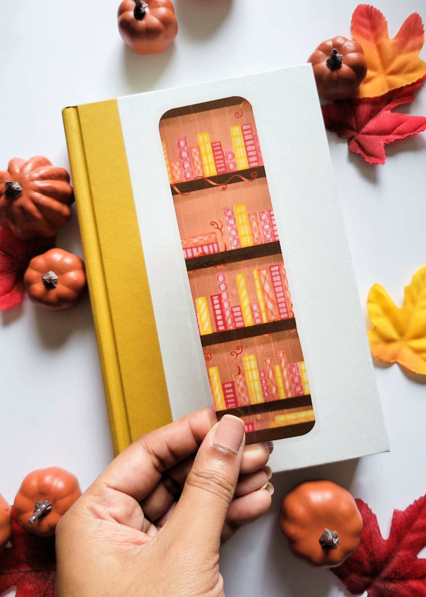 Fall Bookshelf Bookmark (Illustrated Bookmark)