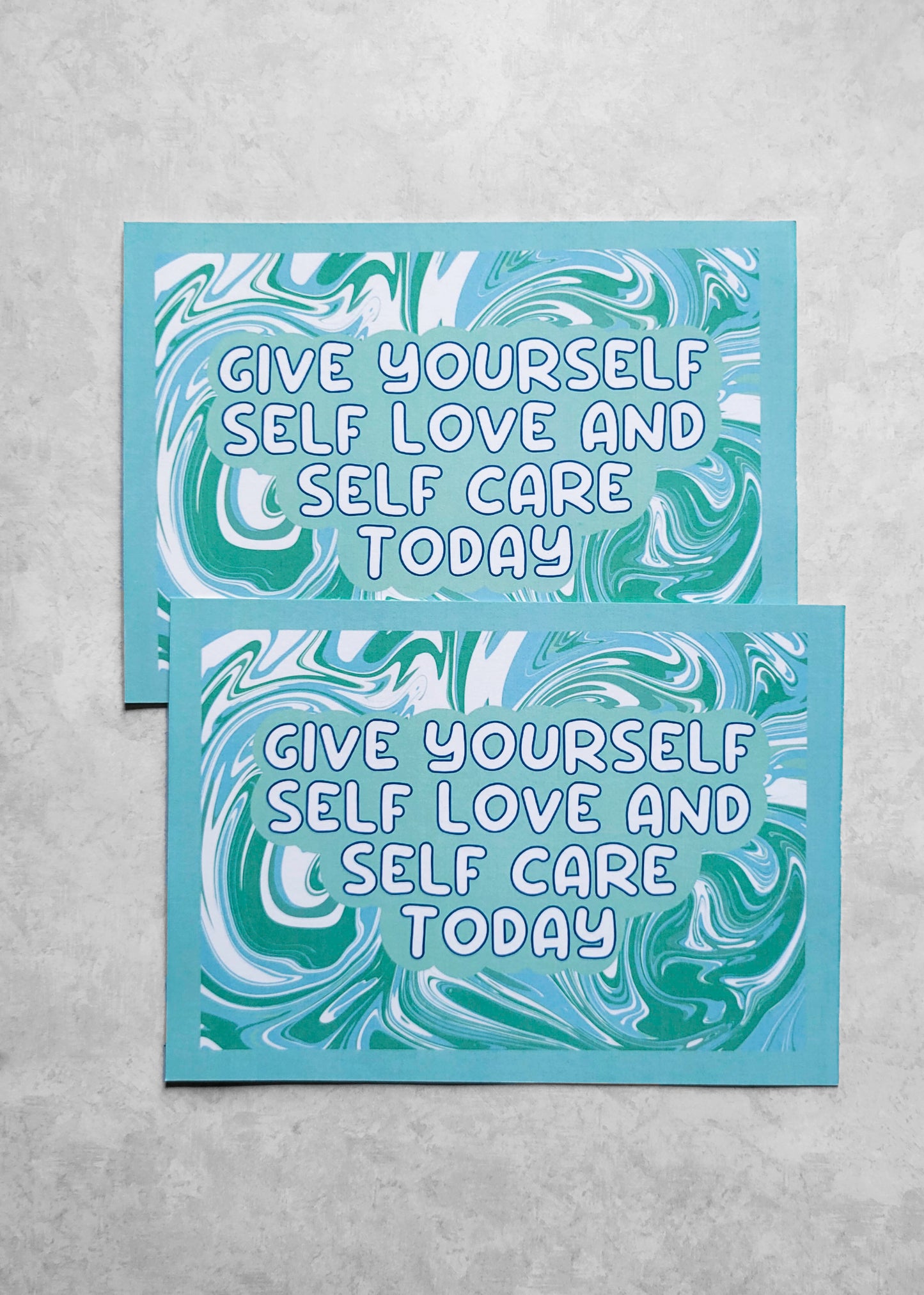 2 Pack: Give Yourself Self Love and Self Care Postcard (Light Teal)