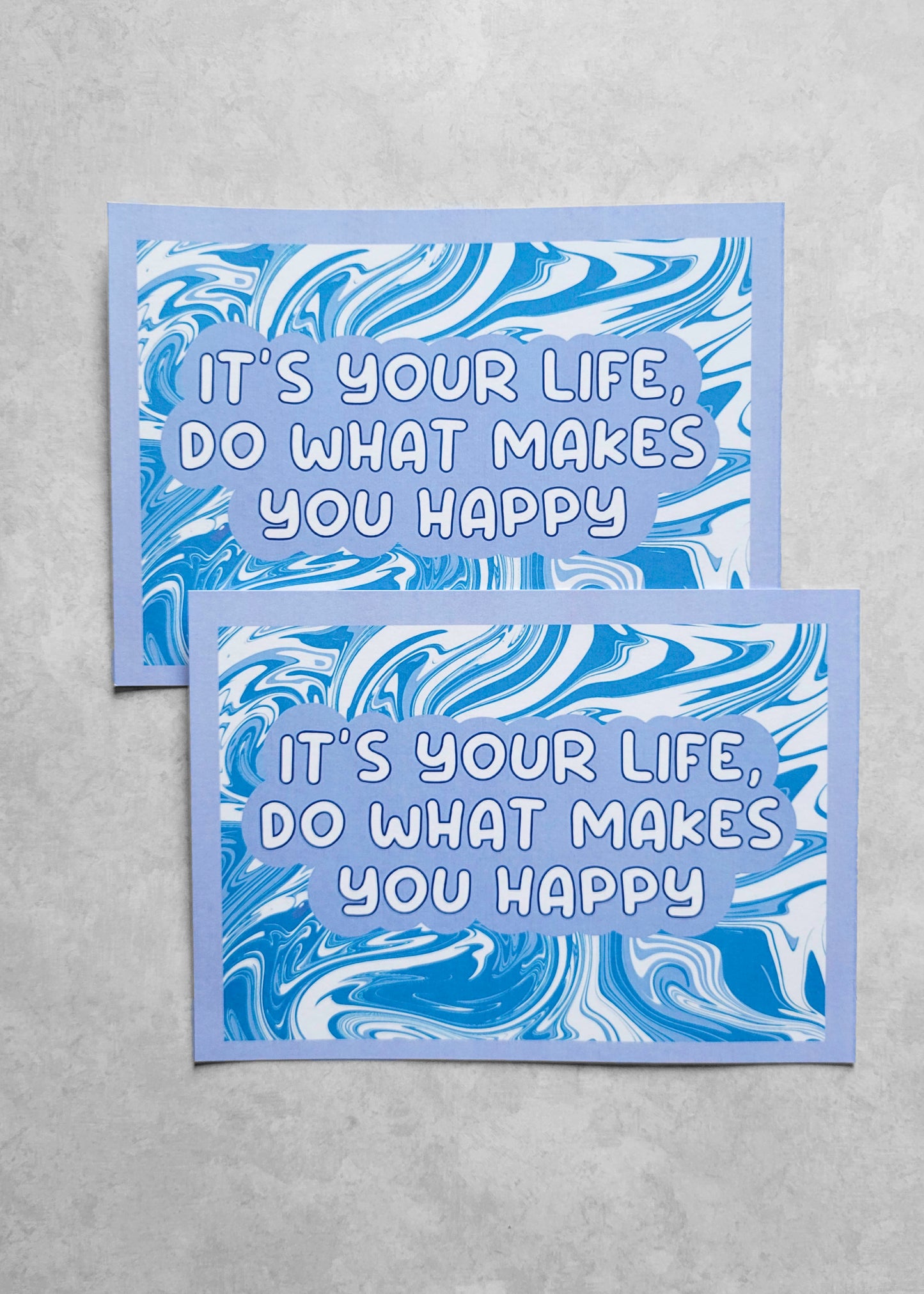2 Pack: It's Your Life, Do What Makes You Happy Postcards (Light Blue)