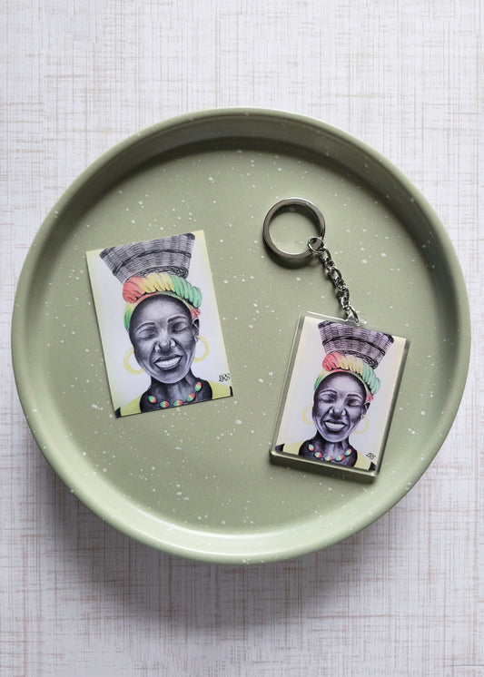 Basket of Happiness No 2 Keychain and Sticker Set