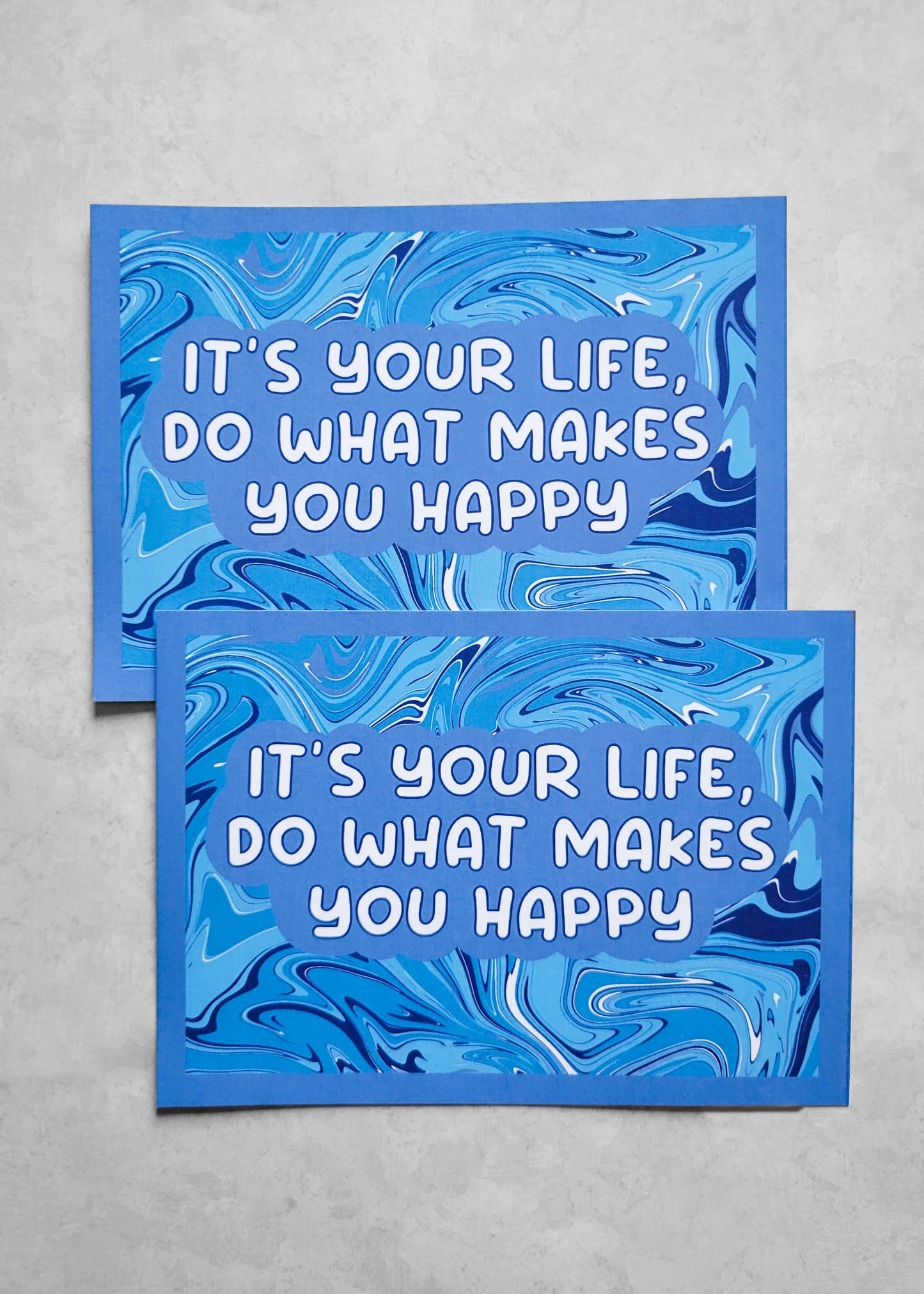 2 Pack: It's Your Life, Do What Makes You Happy Postcards (Dark Blue)