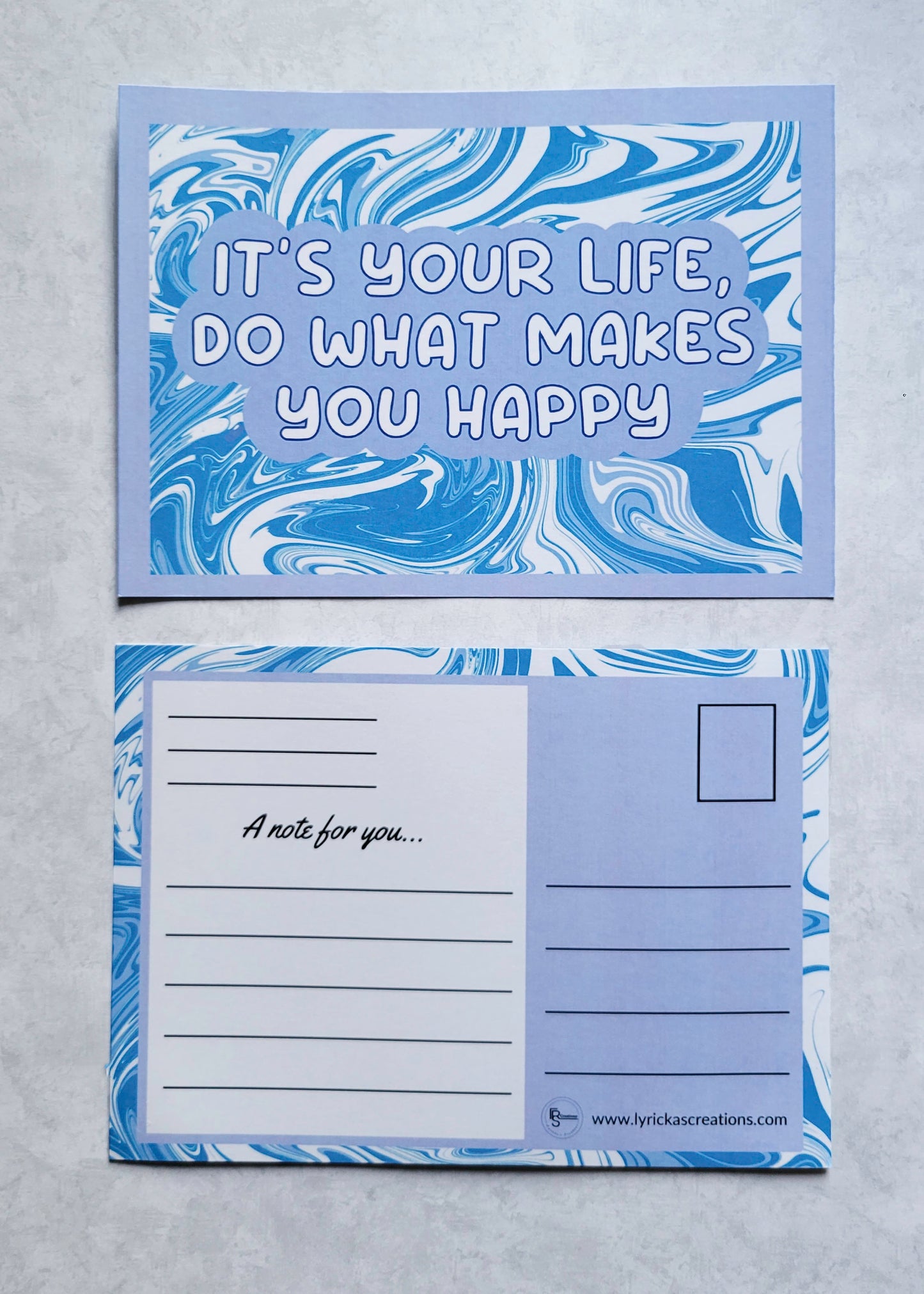 2 Pack: It's Your Life, Do What Makes You Happy Postcards (Light Blue)