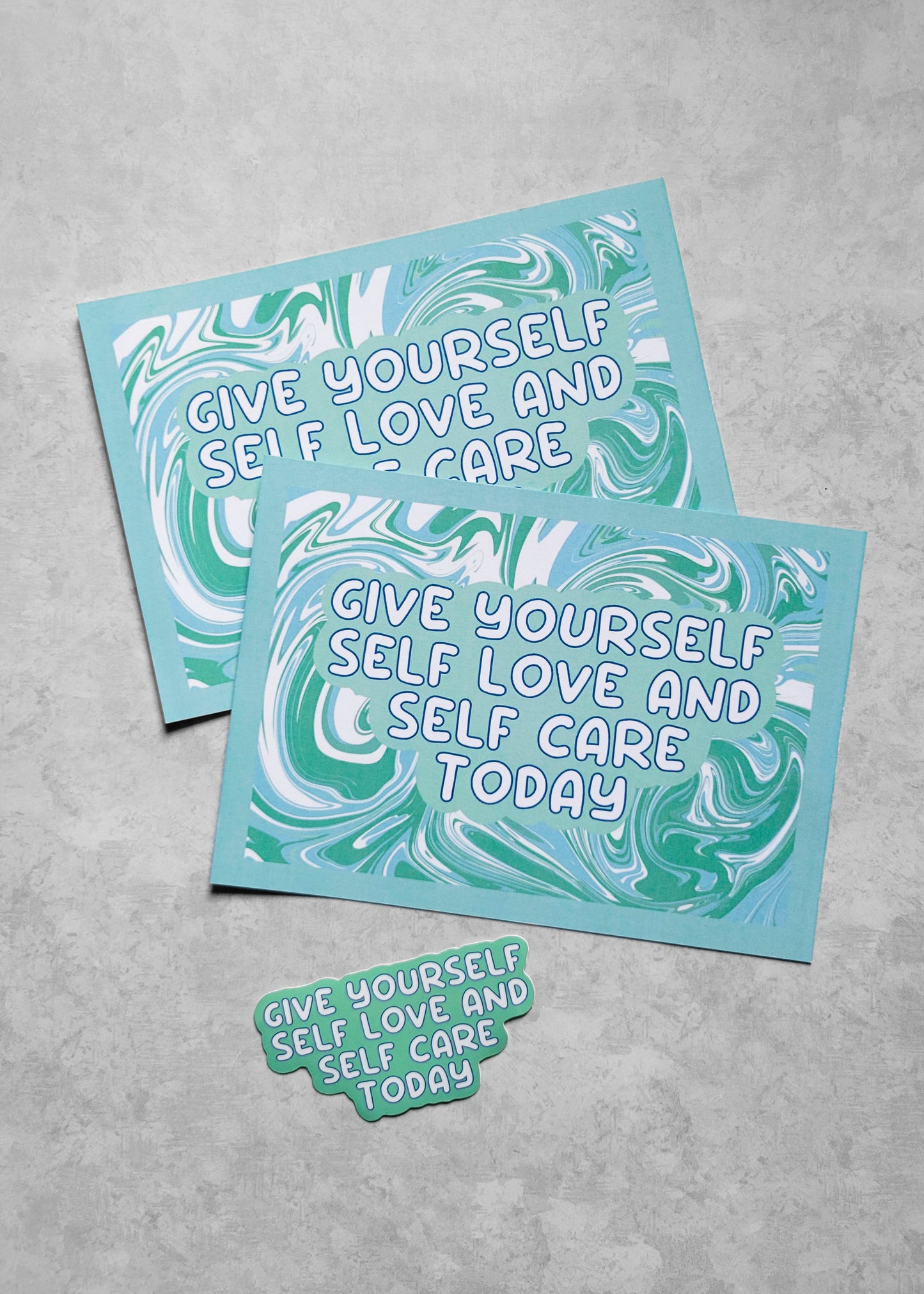 2 Pack: Give Yourself Self Love and Self Care Postcard (Light Teal)