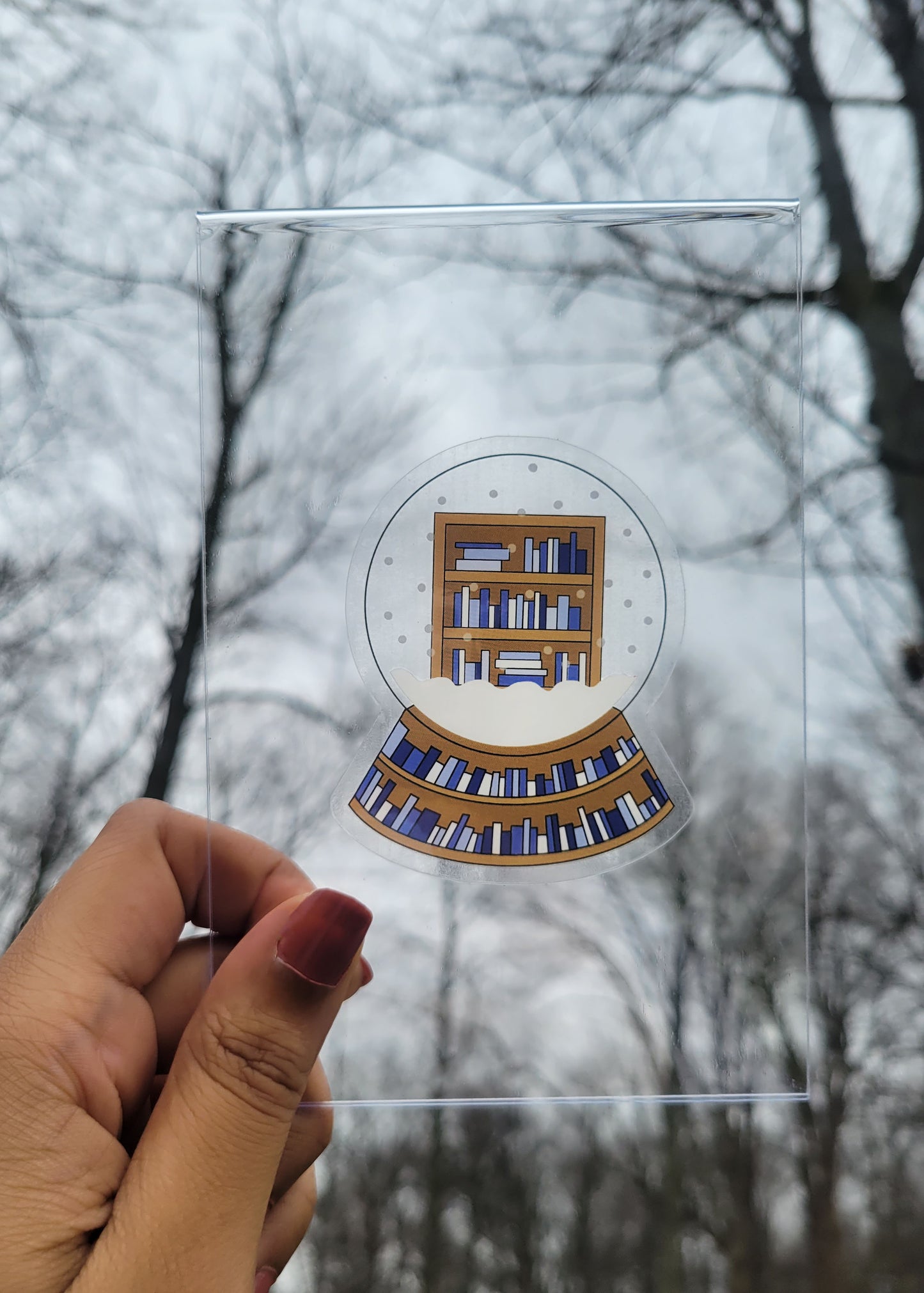 Snowglobe Bookshelf Sticker (Illustrated Sticker)