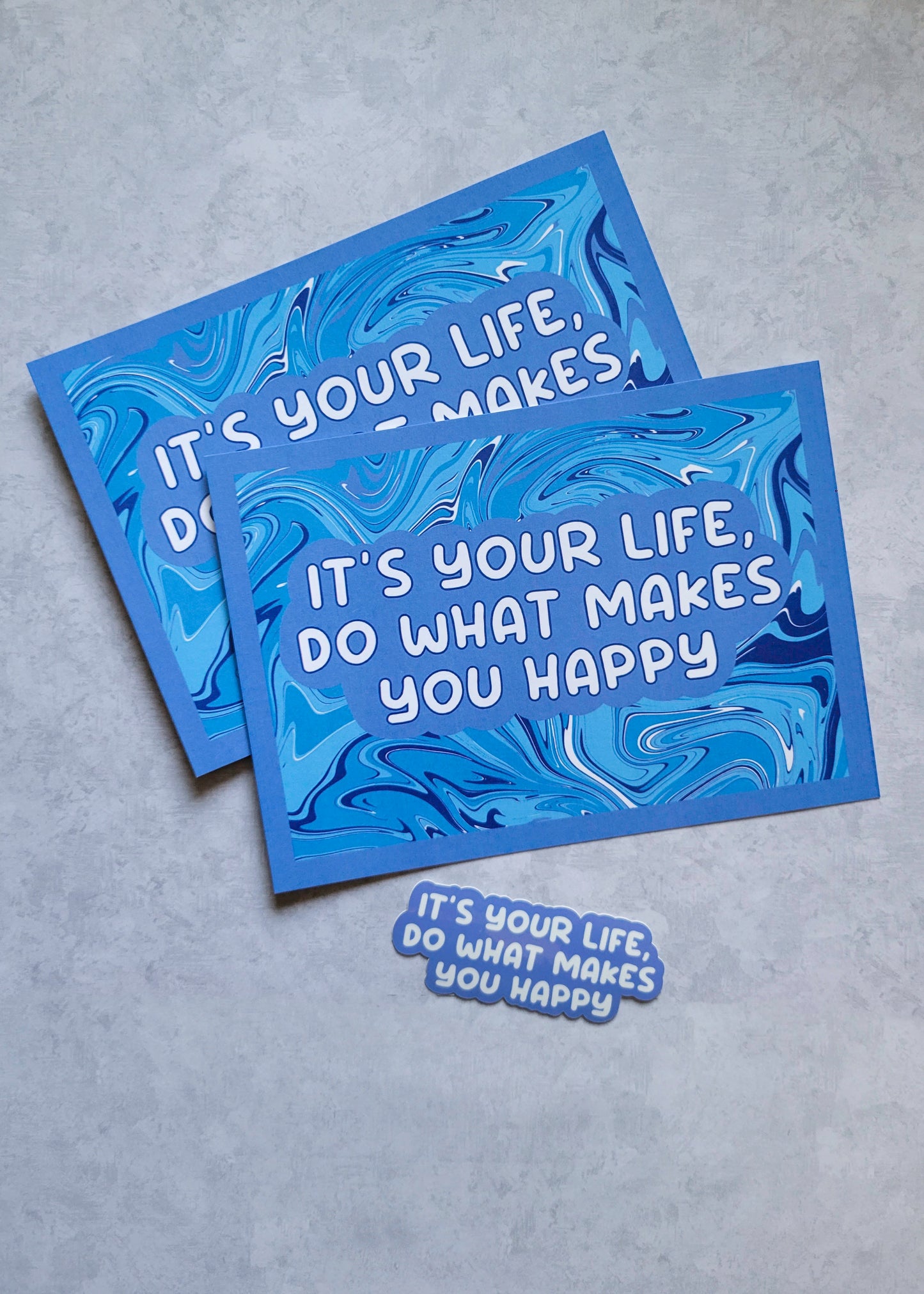2 Pack: It's Your Life, Do What Makes You Happy Postcards (Dark Blue)
