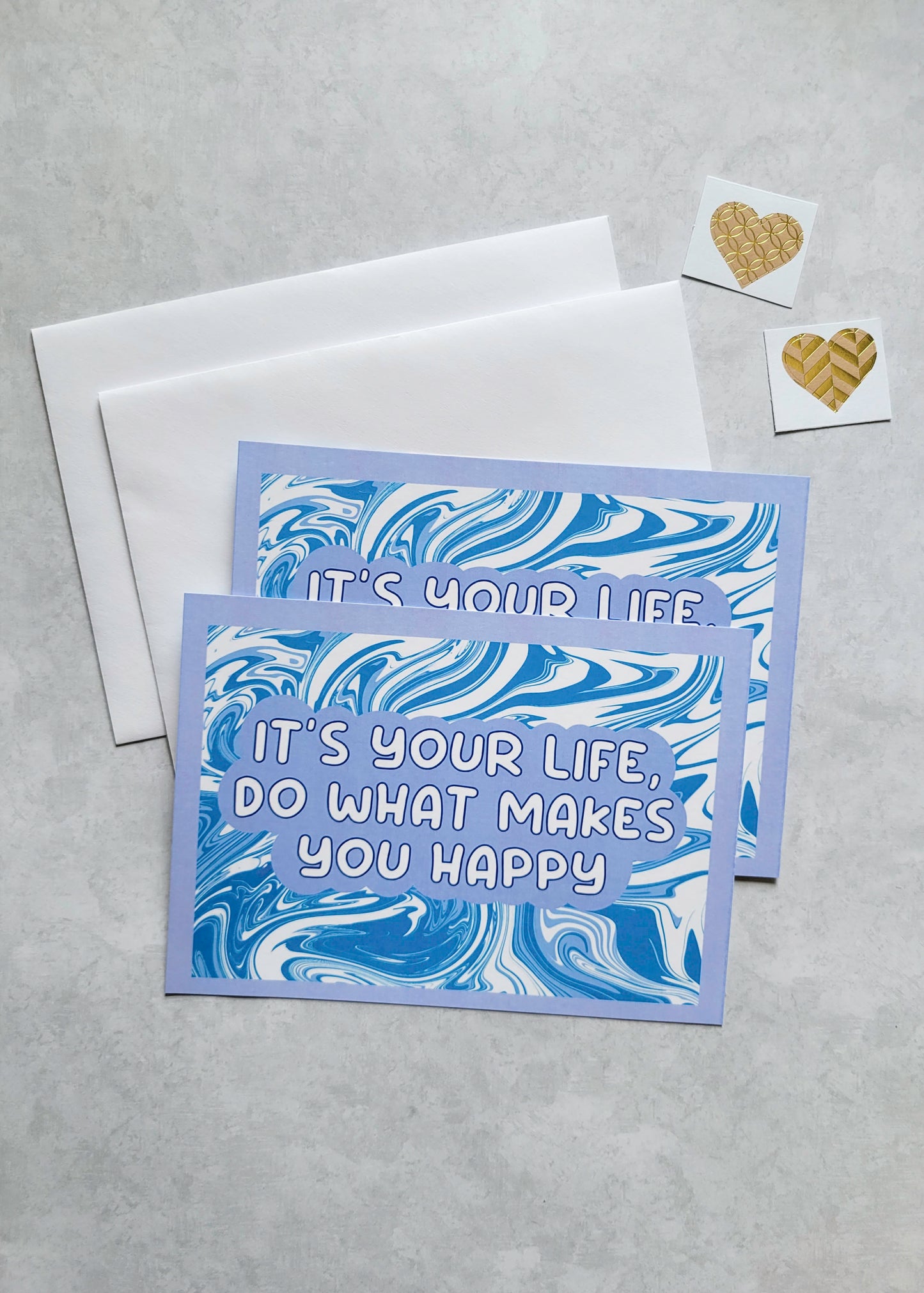 2 Pack: It's Your Life, Do What Makes You Happy Postcards (Light Blue)