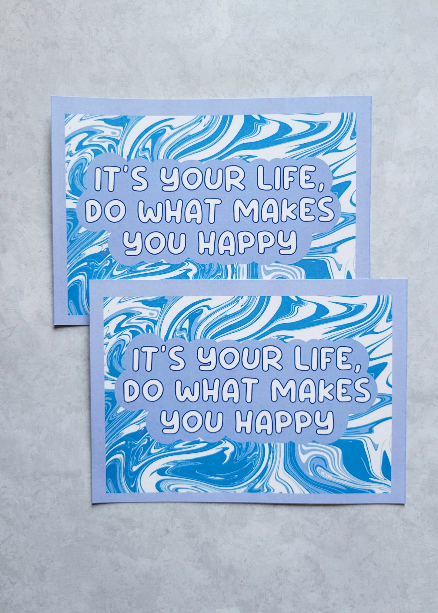 2 Pack: It's Your Life, Do What Makes You Happy Postcards (Light Blue)