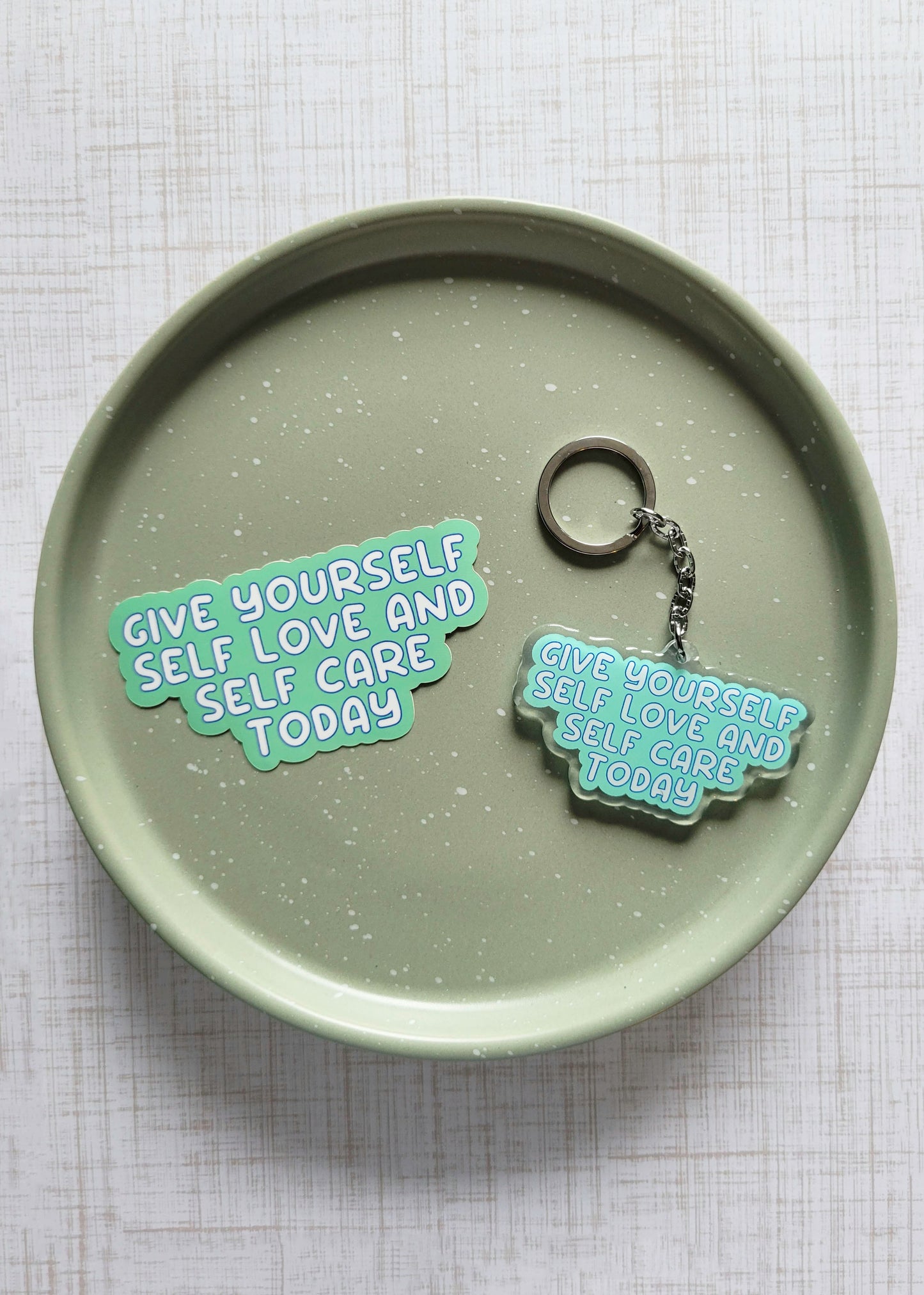 Self Love and Self Care Keychain and Sticker Set