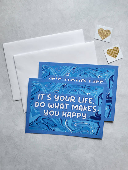 2 Pack: It's Your Life, Do What Makes You Happy Postcards (Dark Blue)